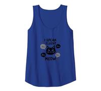 I Speak Fluent Meow - Cat Lover Graphic Tank Top, Women, Royal Blue, L