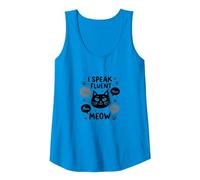 I Speak Fluent Meow - Cat Lover Graphic Tank Top, Women, Sapphire, L
