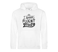 I Speak Fluent Sarcasm Hoodie Black Medium Funny Quote Sweatshirt for Men Women Unisex Pullover Hoodie Gift for Sarcastic People Witty Casual Wear Joke Hoodie for Teens Adults