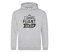 I Speak Fluent Sarcasm Hoodie Grey XX-Large Funny Quote Sweatshirt for Men Women Unisex Pullover Hoodie Gift for Sarcastic People Witty Casual Wear Joke Hoodie for Teens Adults