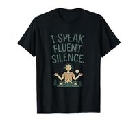 I Speak Fluent Silence Introvert Mountain Humor Graphic T-Shirt