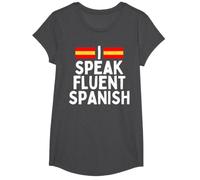 I Speak Fluent Spanish Fluently, Speaking Spanish Language T-Shirt, Girls, Dark Heather Grey, Medium