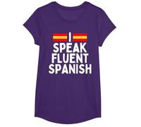 I Speak Fluent Spanish Fluently, Speaking Spanish Language T-Shirt, Girls, Purple, Small