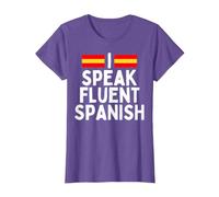 I Speak Fluent Spanish Fluently, Speaking Spanish Language T-Shirt, Women, Purple Heather, Small