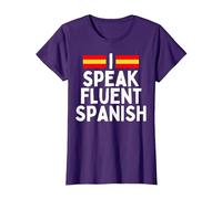 I Speak Fluent Spanish Fluently, Speaking Spanish Language T-Shirt, Women, Purple, X-Large