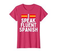 I Speak Fluent Spanish Fluently, Speaking Spanish Language T-Shirt, Women, Red Heather, X-Small