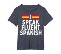 I Speak Fluent Spanish Fluently, Speaking Spanish Language T-Shirt, Women's Plus, Heather Blue, 6X