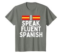 I Speak Fluent Spanish Fluently, Speaking Spanish Language T-Shirt, Youth, Olive Heather, Medium