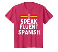 I Speak Fluent Spanish Fluently, Speaking Spanish Language T-Shirt, Youth, Red Heather, Small
