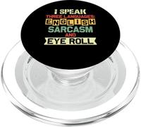 I Speak Three Languages English Sarcasm Eye Roll PopSockets PopGrip for MagSafe