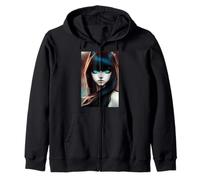 I spy with my cat eye - Digital Cat Girl Portrait Zip Hoodie