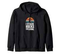 I Stack Rocks For A Living Retro Stone Zip Hoodie