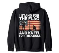 I Stand For The Flag And Kneel For The Cross US Flag Zip Hoodie