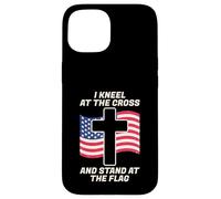 I Stand for The Flag and Kneel for The Cross USA Flag Case for iPhone 15