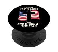I Stand for The Flag and Kneel for The Cross USA Flag PopSockets Adhesive PopGrip