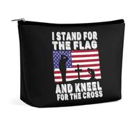 I Stand for The Flag I Kneel for The Cross Cosmetic Bag Travel Portable Makeup Bag Large Capacity Toiletry Bag Women Storage Bags-3