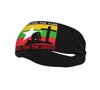 I Stand for The Myanmar Flag and I Kneel for The Cross Headbands Men Women Non Slip Wicking Sports Sweatband for Gym Basketball Yoga Hairbands