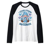 I Stand Strong Against Moyamoya Blue Gnome and ribbon Raglan Baseball Tee