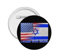 I Stand With Israel America Flag Pin Round Button Badge Medal Brooch Party Supplies Holiday Decoration