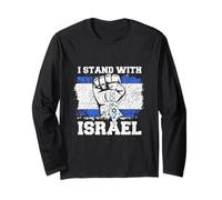 I Stand with Israel Hebrew Jewish Heritage Israeli Flag Long Sleeve T-Shirt