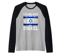 I Stand With Israel Jewish Heritage Unity Flag Patriotic Raglan Baseball Tee