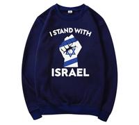 I Stand with Israel Sweatshirt, US Stand with Israel Shirts, USA American Flag with Israel Flag Pullover, Pray for Israel Strong Tshirt, Support Israel navy Medium