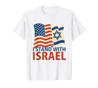 I Stand with Israel USA American Flags Support Art T-Shirt