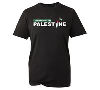 I Stand with Palestine T-Shirt - Unisex Tee with Map and Flag Graphic - Solidarity Support Gaza Top - Pro Palestine Activism Shirt (Black, XL)