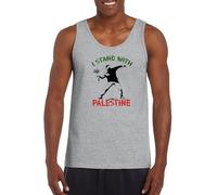 I Stand with Palestine Vest - Men - 2XL - Sports Grey - Printed Undershirt with Solidarity Quotation for Men and Women - Pro Palestine Graphic Vest for Activists and Supporters