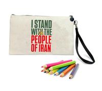 I Stand with The People of Iran Canvas Pouch Bag | Zipped Pencil Case/Makeup Bag with Wrist Strap | Travel & Stationery Organizer