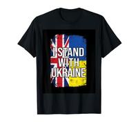 I Stand With Ukraine British United Kingdom Ukrainian Flag T-Shirt