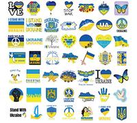 I Stand with Ukraine Sticker- 50Pcs Waterproof Ukraine Flag Sticker, Support Ukrainian Sticker Vinyl Decals for Car, Window, Bumper, Laptop, Skateboard,Bicycle,Water Bottles, Phone,Helmet