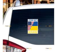 I Stand with Ukraine Sticker Decal Vinyl Ukrainian American Flag Merged - 2 Pack Reflective 10.2cm - for Car Boat Laptop Cup
