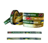 I Stand With Ukraine/We Stand With Ukraine Wristband - 20cm Hypoallergenic Silicone Bracelet - Awareness & Unity - Designed in the UK (We Stand - Green Camo)