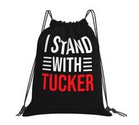 I Stands With Tucker Carlson Men Women String Backpack Waterproof Drawstring Bag Large Drawstring Backpack For Holidays Beach Yoga