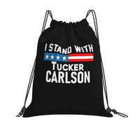 I Stands With Tucker Carlson Women Men String Backpack Large Swimming Bags Waterproof Pe Bag For Hiking Travel Holidays