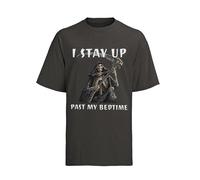 I Stay Up Past My Bedtime - Grim Reaper - Funny Graphic Men's T-Shirt - Casual Printed Tee - Great Gift for Dad, Husband or Brother - Black - M