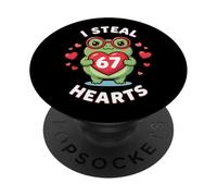I Steal 67 Hearts Frog Funny Valentine Meme Design PopSockets Adhesive PopGrip