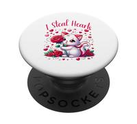 I Steal Hearts Cute Cat Kitten Valentine's Day Women Kids PopSockets Swappable PopGrip