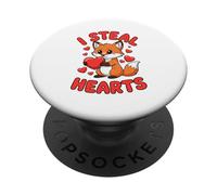 I Steal Hearts Cute Fox Valentine's Day Love PopSockets Adhesive PopGrip