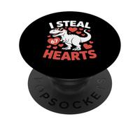 I Steal Hearts Dinosaur Lover Cute Valentine's Day PopSockets Adhesive PopGrip