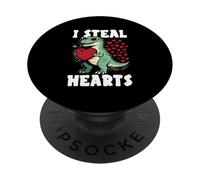 I Steal Hearts T-Rex Dinosaur Valentine's Boys Kids PopSockets Adhesive PopGrip