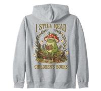 I Still Read Children's Book Retro Mushroom Cottagecore Frog Zip Hoodie