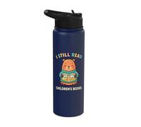 I Still Read Children's Books Cute Bear Reading Stainless Steel Insulated Water Bottle