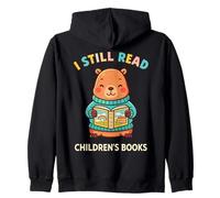 I Still Read Children's Books Cute Bear Reading Zip Hoodie