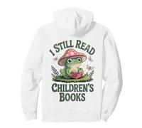 I Still Read Childrens Books Retro Frog Mushroom Cottegecore Pullover Hoodie