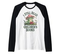 I Still Read Childrens Books Retro Frog Mushroom Cottegecore Raglan Baseball Tee