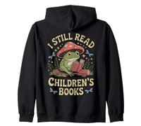 I Still Read Childrens Books Retro Frog Reading Cottegecore Zip Hoodie