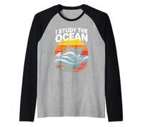 I Study The Ocean Marine Biologist Sea Life Waves Raglan Baseball Tee