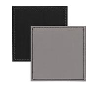 I Style Reversible Faux Leather Coasters with Border Stitch, Plastic, Grey/Black, Set of 4